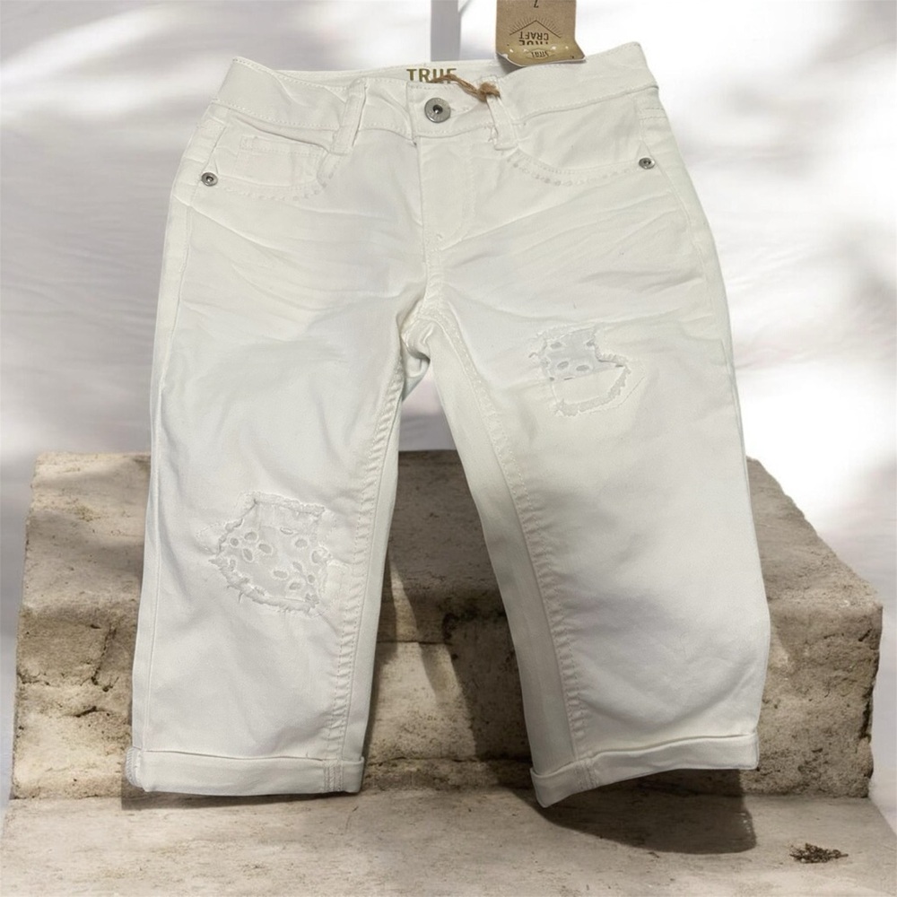 True Craft White Distressed Kids’ Shorts
